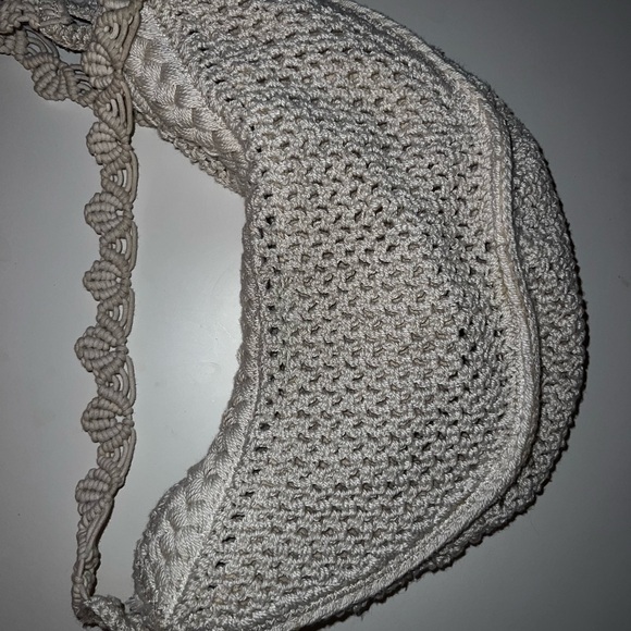 Zara Cream Macrame Crochet Knit Tote - Picture 3 of 6
